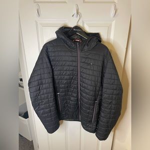 Men’s black Tommy Hilfiger micro puff jacket. Size L